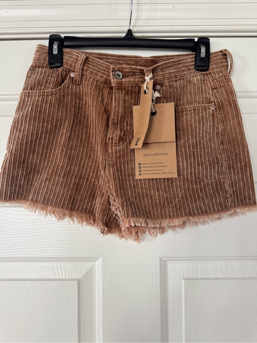 POL Corduroy Frayed Hem Jean Shorts - Brown size small NWT